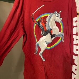 Red Long Sleeve Shirt with Deadpool